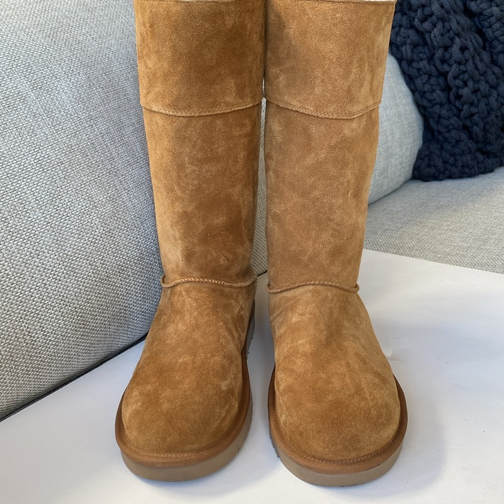 Kookaburra by UGG “Andrah”Tall Chestnut Suede Bow Tie Boot - Picture 7 of 12